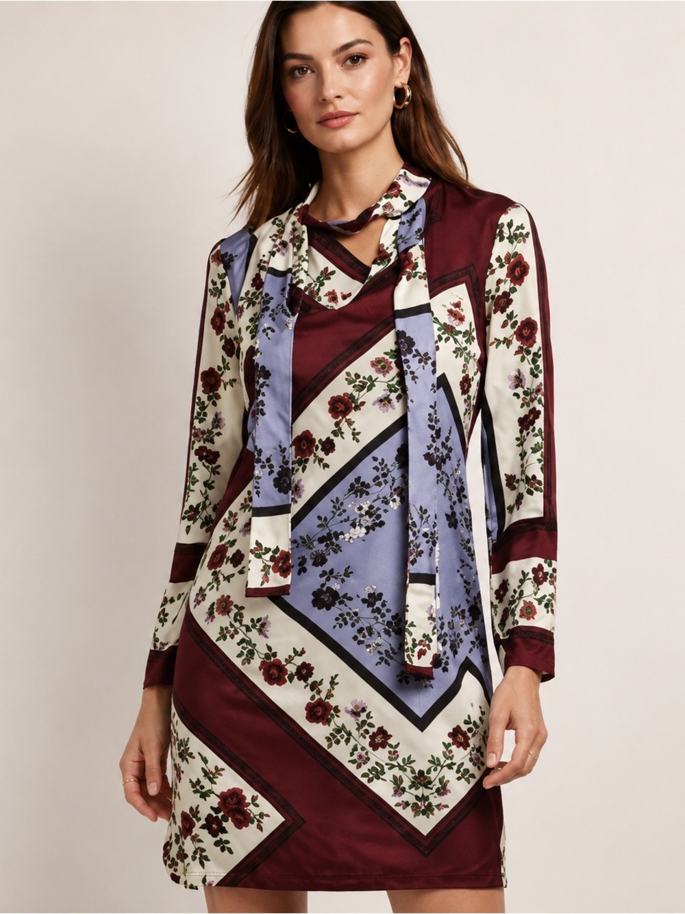 $700 SANDRO SILK SCARF SHIFT DRESS
